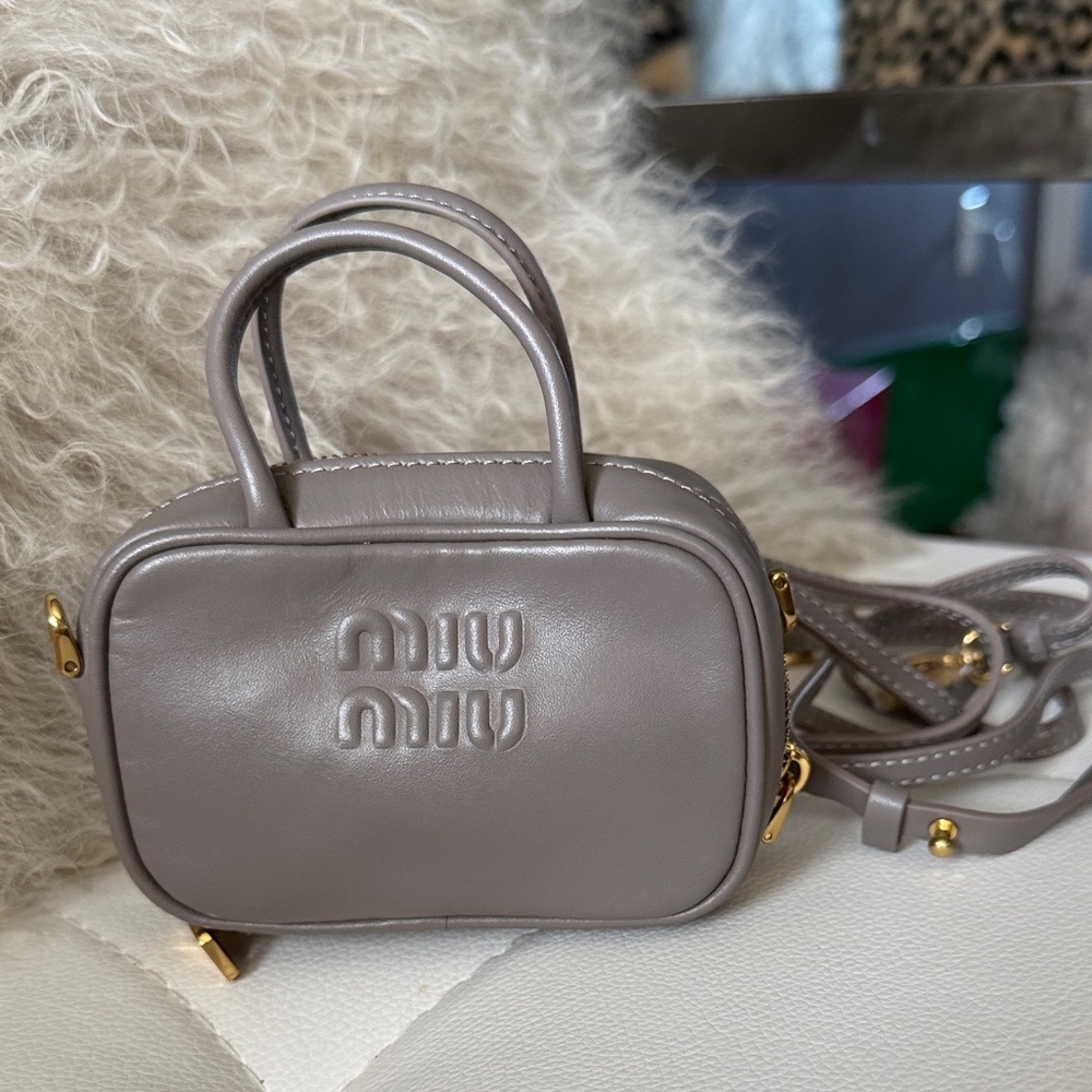 Miu Miu Taupe Gray Micro Top-Handle Crossbody